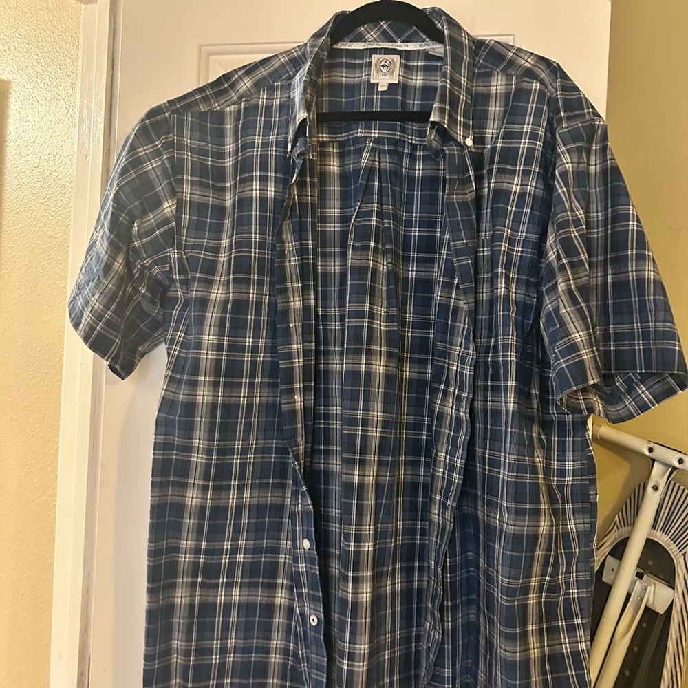 Cinch Men's Navy Plaid Button Down Shirt